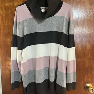 Elegant Striped Cowl Neck Sweater